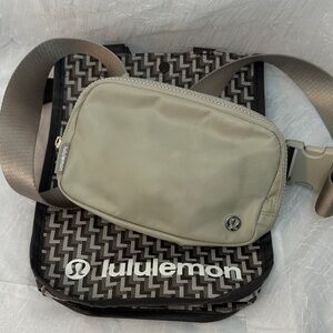 lululemon athletica tan Belt Bag and lululemon shopping bag